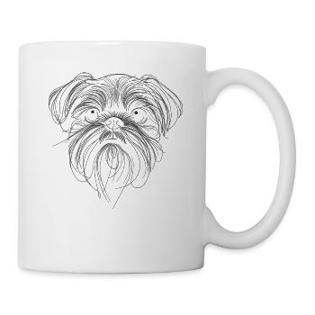 Line Art Brüssel Griffon Griffon Bruxellois - Tasse - Weiß - Rechts