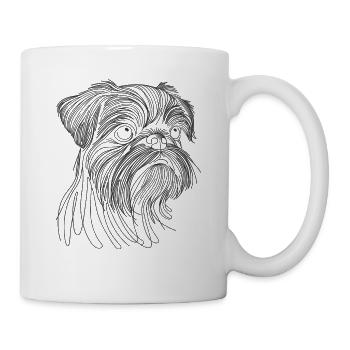Line Art Brüssel Griffon Griffon Bruxellois - Tasse - Weiß - Rechts