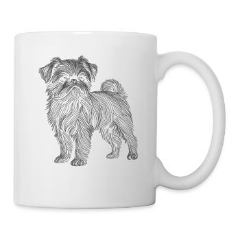 Line Art Brüssel Griffon Griffon Bruxellois - Tasse - Weiß - Rechts