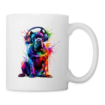 Bunte Splash Art Kopfhörer Cane Corso Italienisch - Tasse - Weiß - Rechts