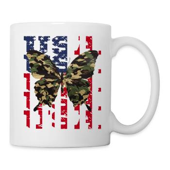USA Amerika Camouflage Schmetterling - Tasse - Weiß - Rechts