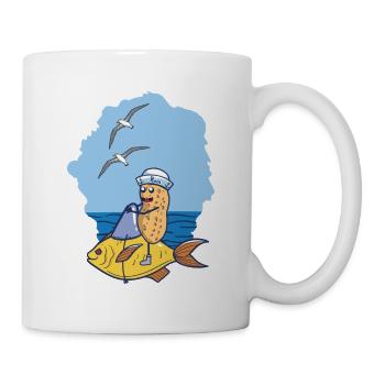 Poisson Poisson Mer Marin Requin Marin Mouettes - Mug blanc - blanc - Droite