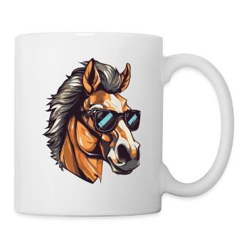 Pferd Hipster Cool Party - Tasse - Weiß - Rechts