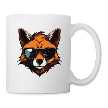 Fuchs Hipster Cool Party - Tasse - Weiß - Rechts