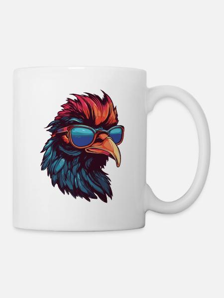 Hahn Hipster Cool Party - Tasse - Weiß