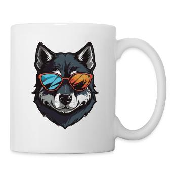 Husky Hund Hipster Cool Party - Tasse - Weiß - Rechts