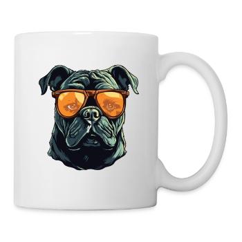 Bulldog Hund Hipster Cool Party - Tasse - Weiß - Rechts