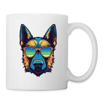 German Shepherd Dog Hipster Cool Party - Mug - white - Right