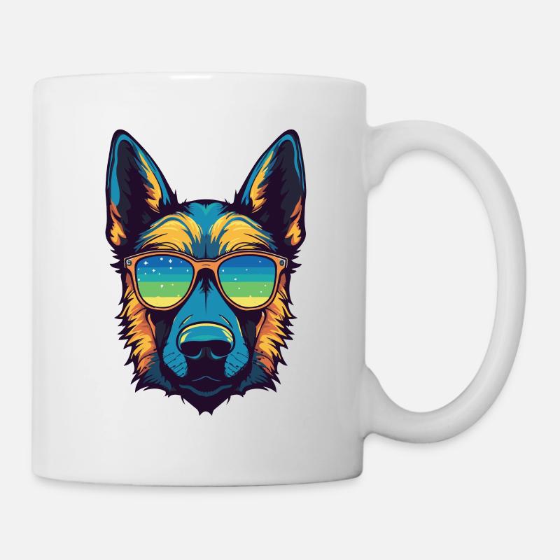 Schäferhund Hund Hipster Cool Party - Tasse - Weiß