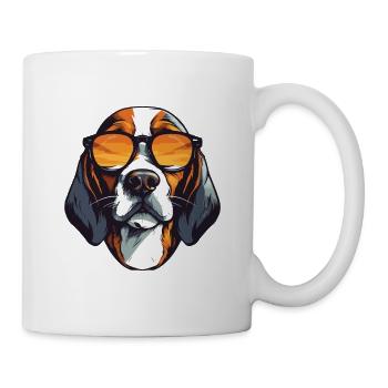Beagle Hund Hipster Cool Party - Tasse - Weiß - Rechts