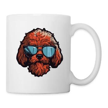 Pudel Hund Hipster Cool Party - Tasse - Weiß - Rechts