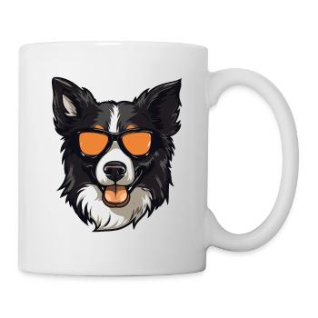 Border Collie Hund Hipster Cool Party - Tasse - Weiß - Rechts