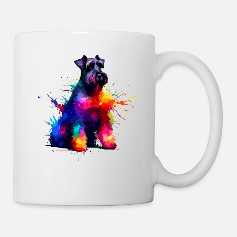 Bunte Splash Art Riesenschnauzer Schnauzer - Tasse - Weiß