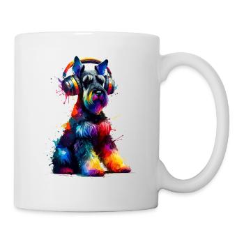 Colorful Splash Art Headphones Giant Schnauzer - Mug - white - Right