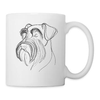 Strichzeichnungen Riesenschnauzer Schnauzer - Tasse - Weiß - Rechts