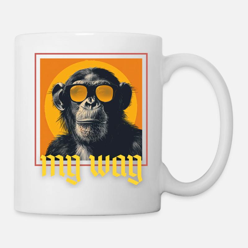 Monkey Sunglasses Cool My Way - Mug - white