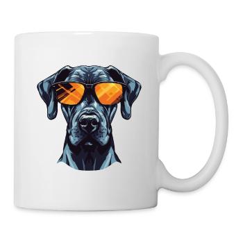 Great Dane Hund Hipster Cool Party - Tasse - Weiß - Rechts
