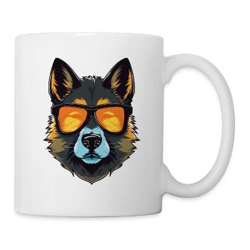 Akita Hund Hipster Cool Party - Tasse - Weiß - Rechts