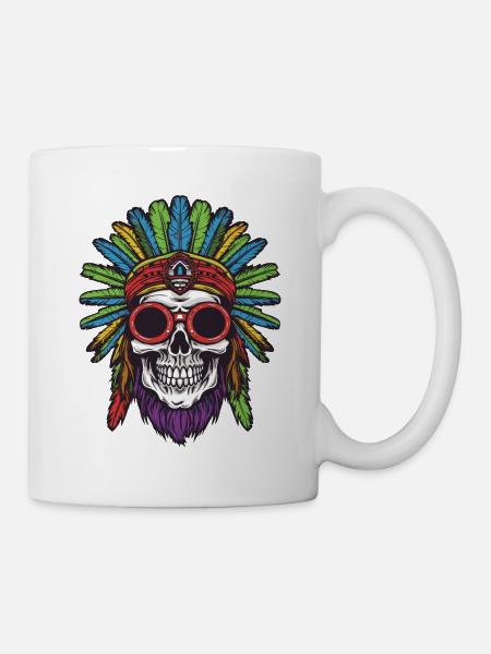 Crâne Apache Indien - Mug blanc - blanc
