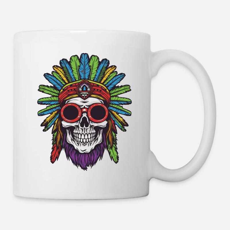 Crâne Apache Indien - Mug blanc - blanc