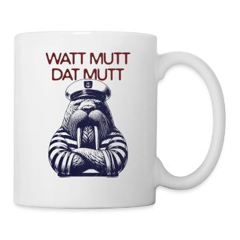 Watt Mutt dat Mutt - Walross Kapitän - Tasse - Weiß - Rechts