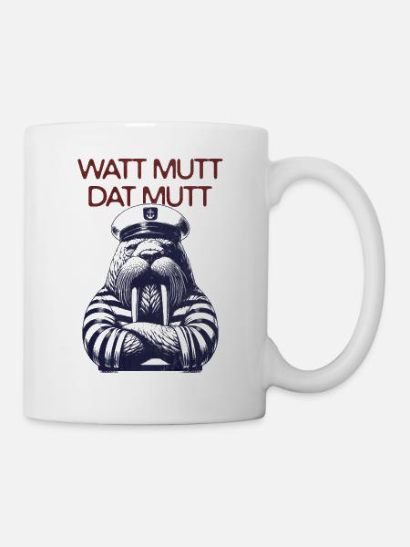 Watt Mutt dat Mutt - Walross Kapitän - Tasse - Weiß