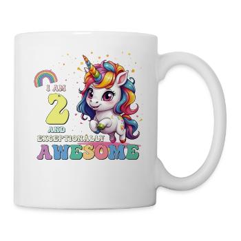 Girls Kids Unicorn It's My Birthday, I am 2 and - Mug - white - Right