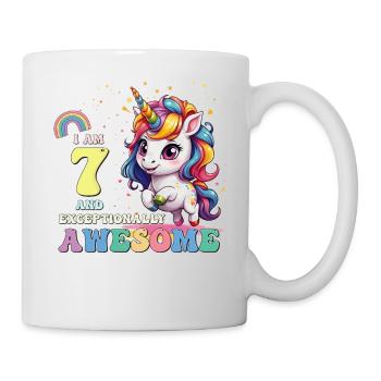 J'ai 7 ans et je suis génial - Filles Enfants Licorne C'est mon - Mug blanc - blanc - Droite