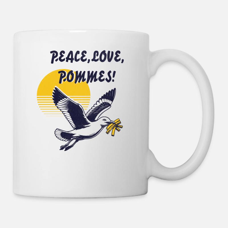 Peace Love Pommes - Tasse - Weiß
