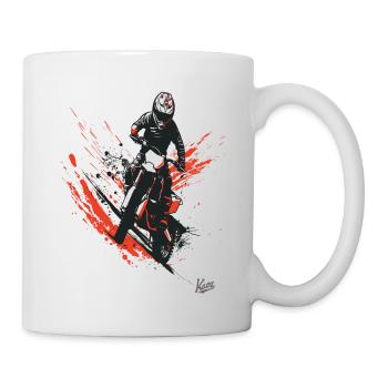 Drift-Motocross: Motorrad Fahrer - Tasse - Weiß - Rechts