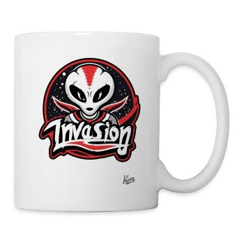 Alien-Invasion-Maskottchen - Tasse - Weiß - Rechts