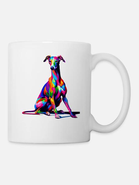 Kolorowy Pop Art Włoski Greyhound Włoski - Kubek - biały