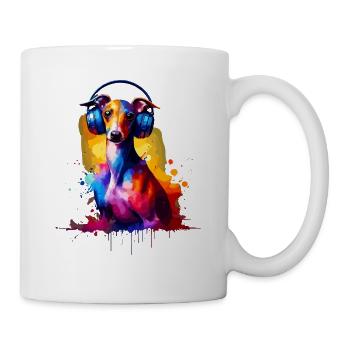 Splash Art Kopfhörer Italienisch Windhund Italienisch - Tasse - Weiß - Rechts