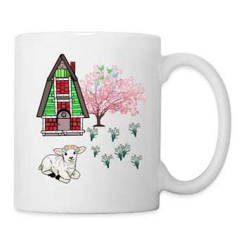 Frohe Ostern Lamm Schaff Ostern Natur Frühling - Tasse - Weiß - Rechts
