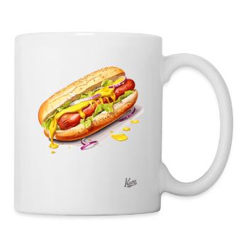 Moutarde et saucisse dans un petit pain : Hot-dog - Mug blanc - blanc - Droite