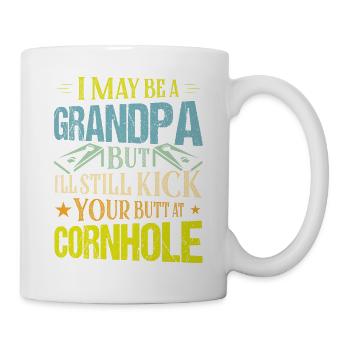 Drôle de grand-père Cornhole Player Bean Bag Toss - Mug blanc - blanc - Droite