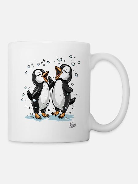 Singende glückliche kleine Pinguine - Tasse - Weiß