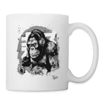 Funky Music Headphones Chimpanzee Monkey - Mug - white - Right