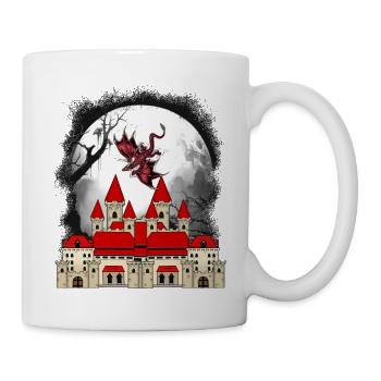 Fantasy Drache Schloss Märchen Mittelalter Drachen - Tasse - Weiß - Rechts