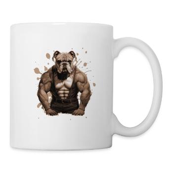 Bulldog Dog Muscles Bodybuilding - Mug - white - Right