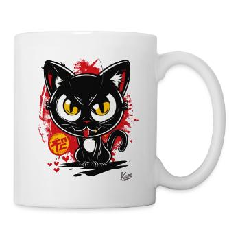 Cool Fake Japanese Cat Looks Angry - Mug - white - Right