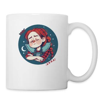 Sleeping, redhead girl with moon and stars - Mug - white - Right