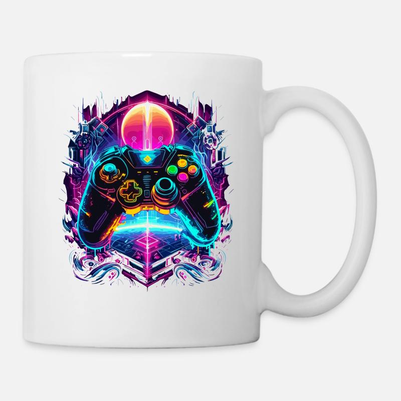 Vibrant Cyberpunk Retro Gaming Controller - Tasse - Weiß