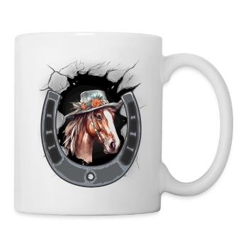 Fer à cheval Tête de cheval Cavalier - Mug blanc - blanc - Droite