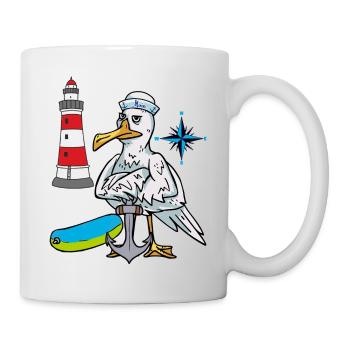 Seagull Seagulls Lighthouse Compass Seafarer Ahoy - Mug - white - Right
