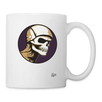 Abstrakte Kunst eines alten Totenkopf Schädel - Tasse - Weiß - Rechts