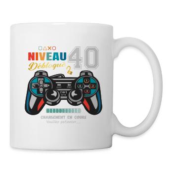 Niveau 40 Débloqué Anniversaire 40 ans Gamer - Mug blanc - blanc - Droite