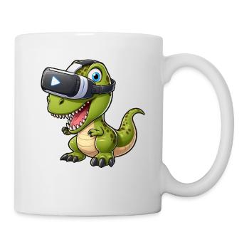 Funny T-Rex dinosaur in virtual reality - Mug - white - Right