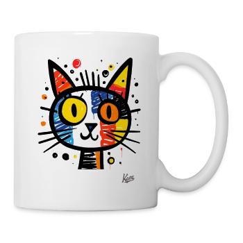 Portrait artistique abstrait coloré de chats - Mug blanc - blanc - Droite