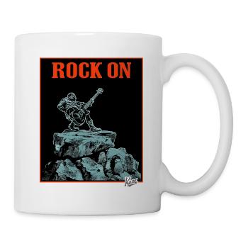 Musique du rock : sur un rocher avec guitare - Mug blanc - blanc - Droite